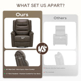 COLAMY Oversized Leather Recliner Chair, 360°Swivel Rocking Manual Recliner with Thick Cushioned Padding Backrest and Wide Seat - Lightbrown COLAMY