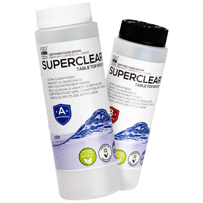 Table Top Epoxy Resin Superclear 16 oz | 1 Pint Kit, Anti-Yellow Highest UV Impact Resistance, Food Grade Safe, Ultra Crystal Clear Gloss, Bubble Free, Bar & Surface Coat, Tumblers, Wood, DIY