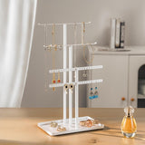 pickpiff Jewelry Stand Organizer, 14.5" Tall Sturdy Metal, 3-TierJewelry Holder for Necklace, Earring, Bracelet, Ring, Hanger for Display and Storage, Aesthetic Room Decor, White pickpiff