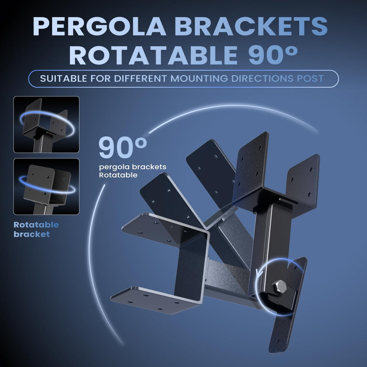 Pergola Roof Riser 3Pack Black Saddle 304 Stainless Steel Adjustable Angle Pergola Roof Riser Brackets for Patio Cover Wood Patio Pergola lunacme