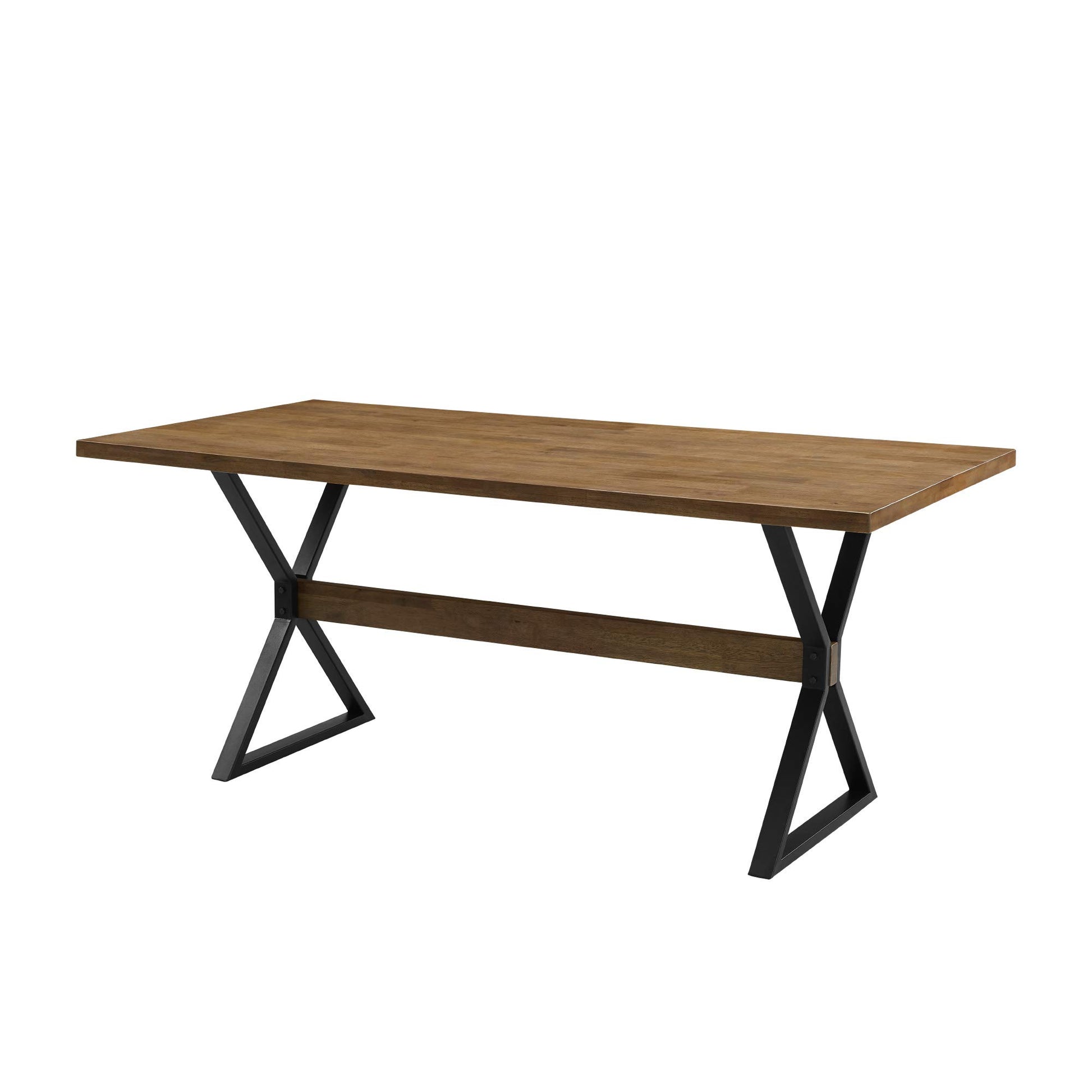 Walker Edison Harrold Modern Farmhouse X Leg Dining Table, 72 Inch, Rustic Oak - WoodArtSupply