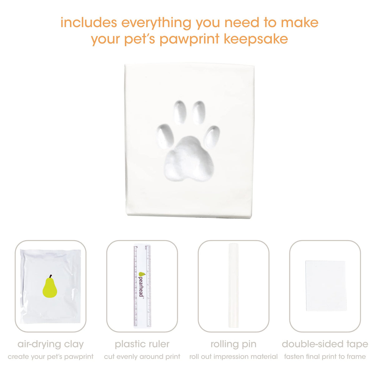 Pearhead Pawprints Collar Frame, Pet Keepsake Photo Frame, Clay Pawprint and Collar Frame, Pet Memorial Picture Frame Pearhead