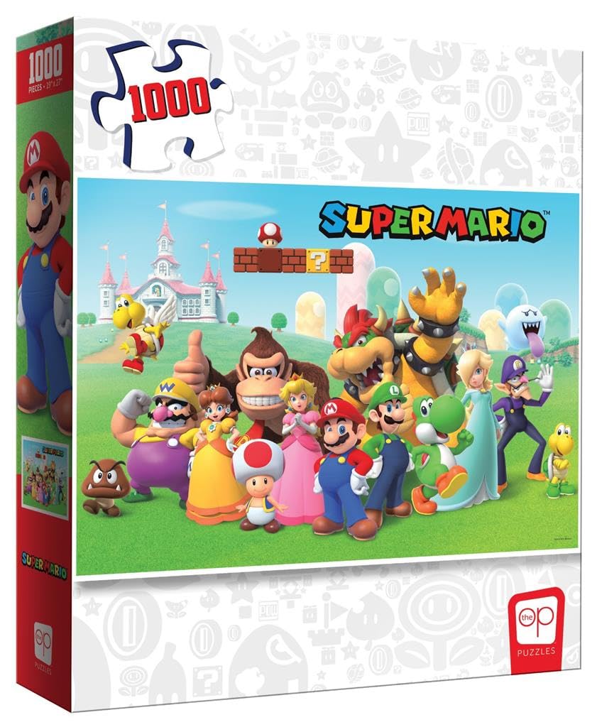 Super Mario “Mushroom Kingdom” 1,000 Piece Jigsaw Puzzle | Collectible Super Mario Puzzle Artwork Featuring Mario, Luigi, Princess Peach, and More | Officially-Licensed Nintendo Puzzle & Merchandise USAOPOLY