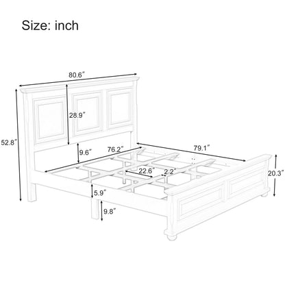 Merax King Vintage Pine Bed in White with Traditional Country Style - WoodArtSupply