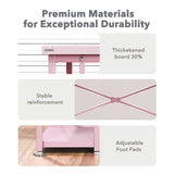 DOMICON Gaming Desk, 47 inch L Shaped Gaming Desk, Computer Desk with LED Lights & Adjustable Stand, Power Outlets, Storage Drawer, Reversible Gaming Desk with Shelves, Hook, Carbon Fiber Pink DOMICON