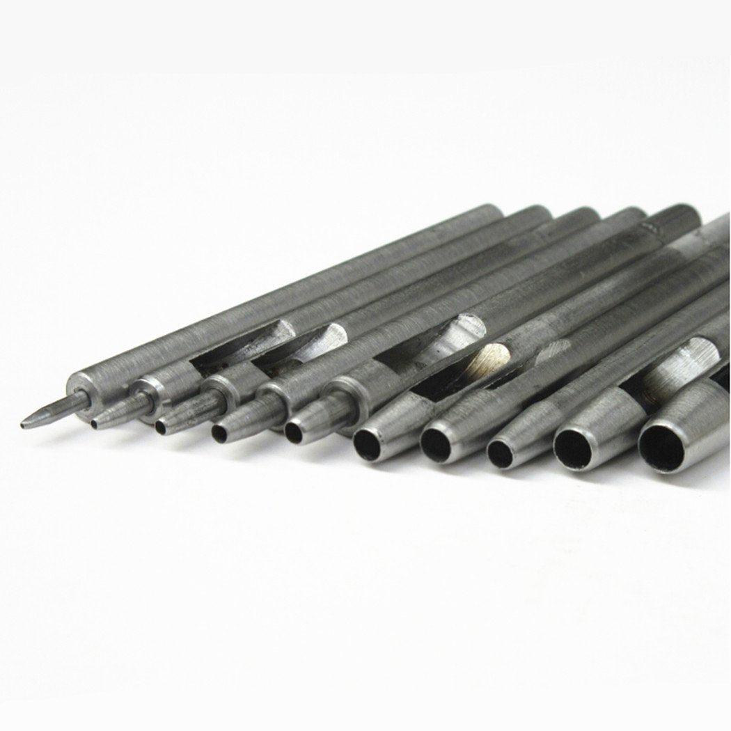 Steel Leather Punch Tool Kit, 10 Sizes (0.5-5.0mm) for Belt, Wallet, Bag, Crafting | Heavy-Duty Hole Puncher Set with Case, Professional Leatherworking Tools for DIY & Repair YankMooM