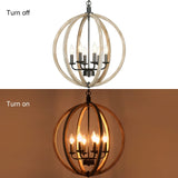 Eco-homely 6 Lights Farmhouse Chandelier - Orb Rustic Wooden Globe Chandelier for Kitchen Island, Foyer, Bedroom and Living Room (20 Inches, 6 Light) Eco-homely
