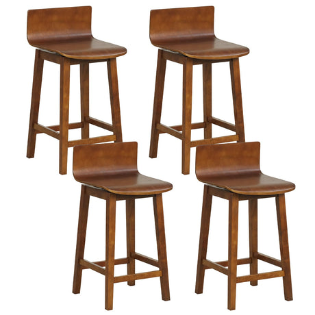 Giantex Swivel Bar Stools Set of 4, 24.5" Counter Height Wooden Bar Chairs w/Rubber Wood Legs, Low Back, Footrest, Farmhouse Armless Barstools for Kitchen Island Dining Room Pub Breakfast, Walnut Giantex