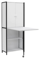 Sew Ready Multipurpose Armoire 58.75" Tall with Folding Top for Craft, Office or Home Sewing Cabinet, Charcoal/White Sew Ready