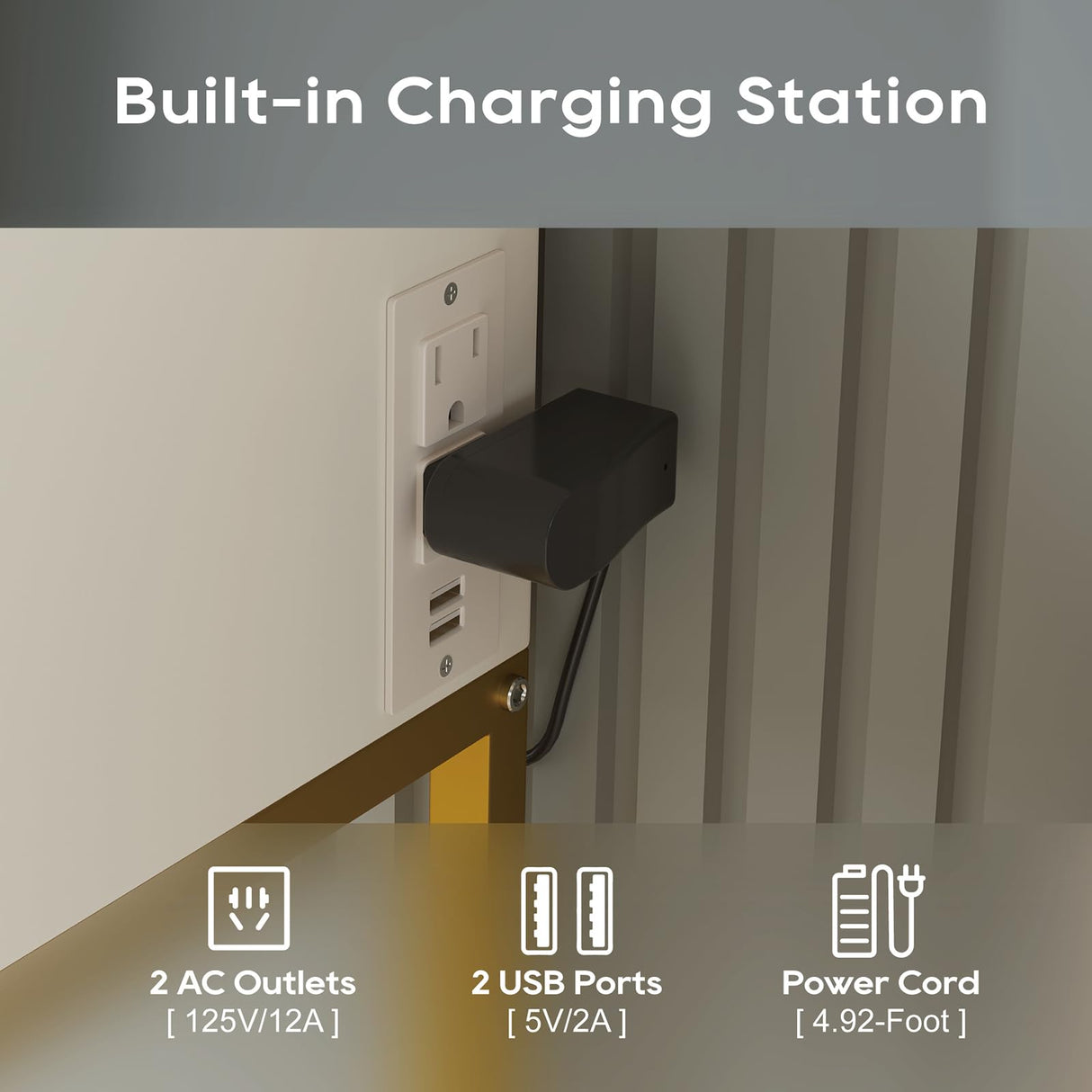 DELUXE LIVING Makeup Vanity Desk with Mirror and Lights, Glass Top Vanity Desk with 3 Drawers & 2 Storage Shelves, Bedroom Dressing Table with Power Outlet, 3 Lighting Mode, White DELUXE LIVING