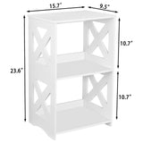 BYFU 3-Tier Side Table Set of 2, Narrow End Table with Storage Shelf, White Nightstand Bedside Table Small Bookshelf Bookcase Display Rack for Bedroom Bathroom Living Room Office BYFU
