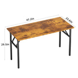 DlandHome Folding Table Computer Desk Workstation Table Conference Table Home Office Desk, Fully Assembled (47 Inches, Retro) DlandHome