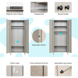 YEEZER Metal Armoire Wardrobe Closet Cabinet for Hanging Clothes with Lock Doors, -74" Steel Lockable Wardrobe Storage Locker Clothes Organizer for Bedroom, Laundry Room (Gray) YEEZER