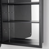 YOOSHINE Black Bathroom Medicine Cabinet with Mirror 17 x 27 Metal Frame Recessed Or Wall Mounted Single Door Storage Medicine Cabinets with Adjustable Shelves Rounded Corner Beveled Mirrors YOOSHINE
