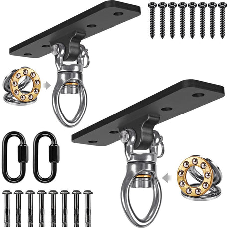 Dolibest 2 Pack Heavy Duty Swing Hangers, Swing Set Accessories with Carabiner for Indoor/Outdoor Use, Porch Swing, Hanging Kit for Wooden/Concrete Set w/ 8 Wood Screws and 8 Expansion Bolts, 900LB Dolibest