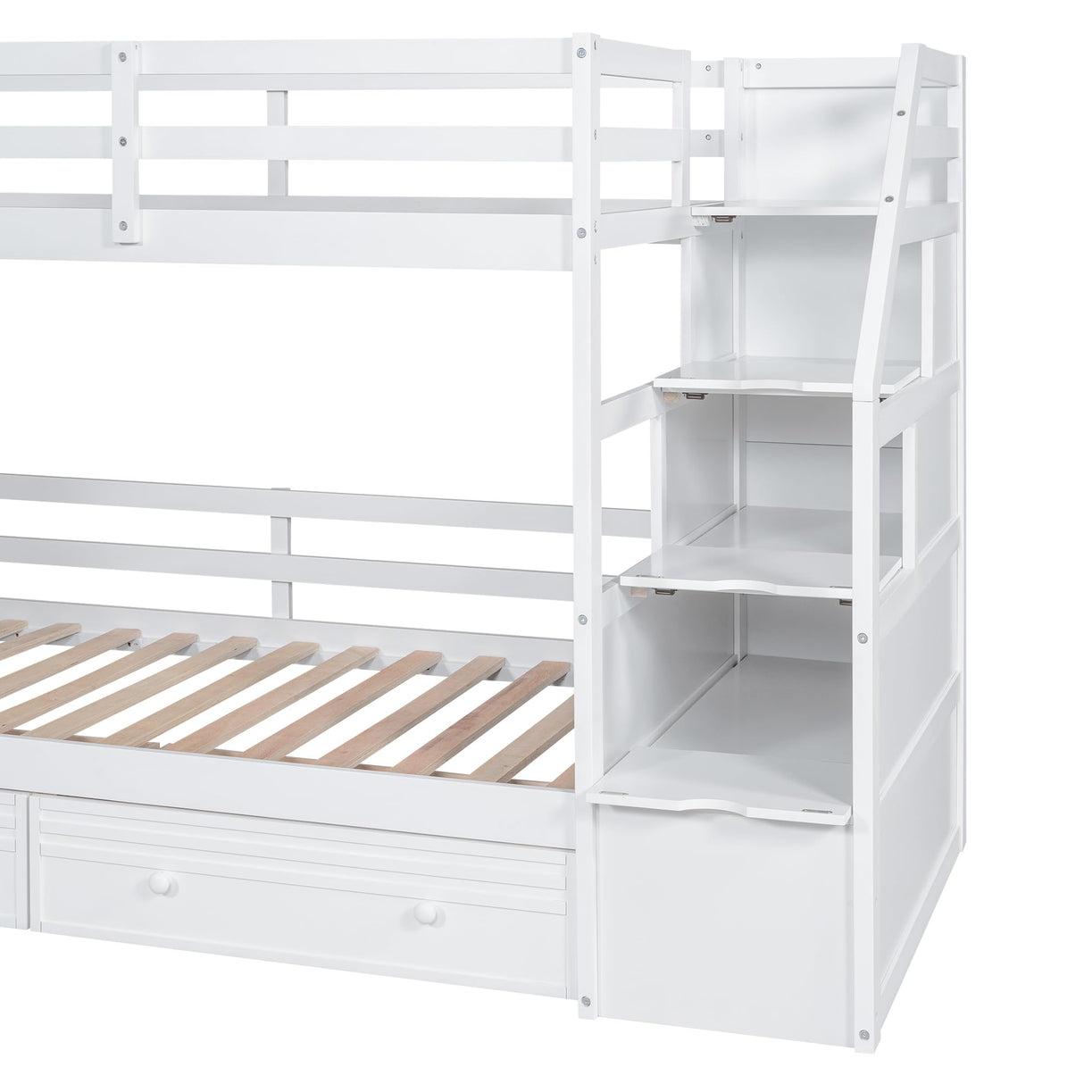 Harper & Bright Designs Bunk Bed with Stairs & Slide, Wood Twin Over Twin Bunk Bed with Desk and Shelves,Bunk Bed Twin Over Twin Size with Storage Drawers for Kids Teens Girls Boys, White Harper & Bright Designs