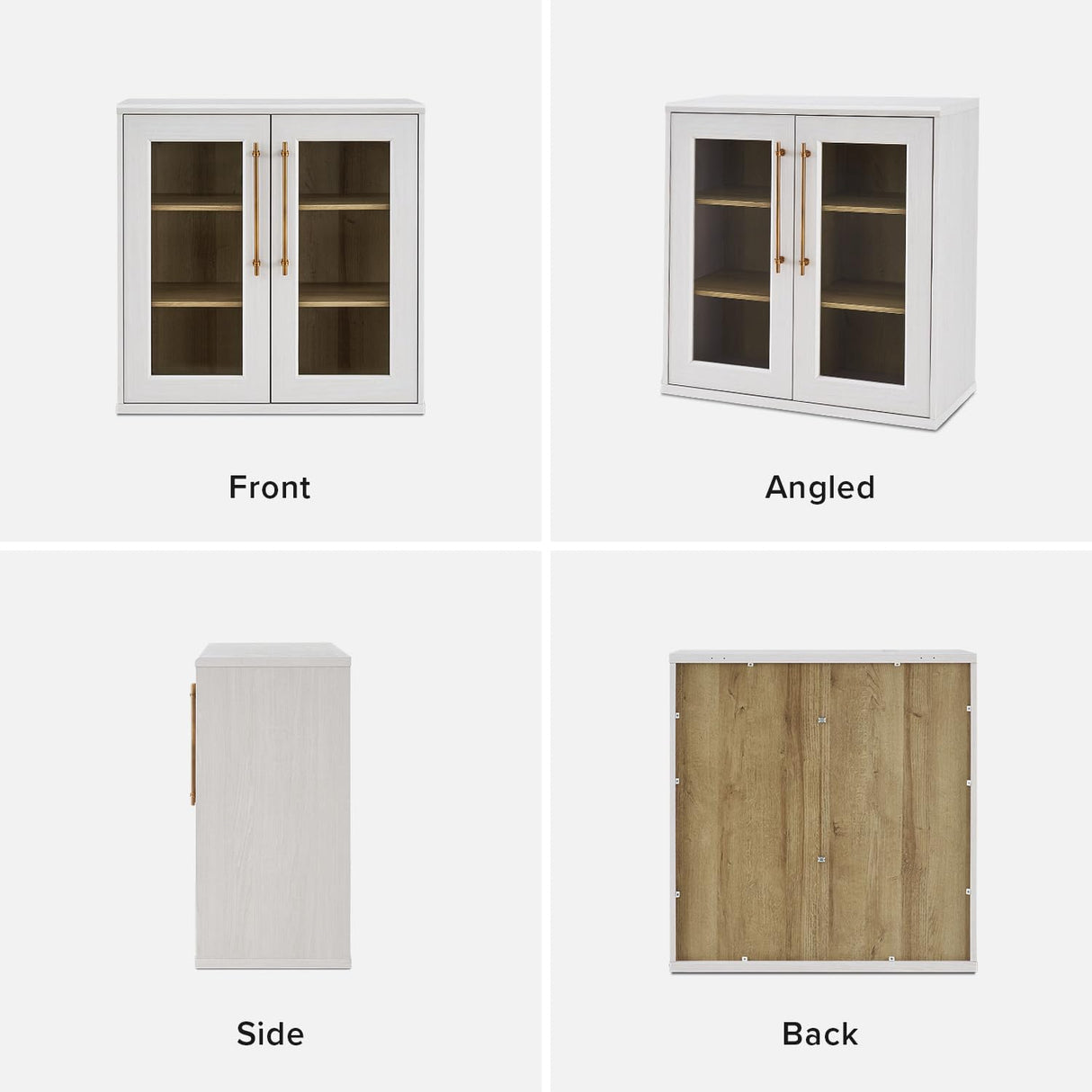 mopio Blake Storage Cabinet, Small Modular Accent Display Sideboard Buffet Cabinet with Storage, Media Console Credenza, for Kitchen, Coffee Bar, Pantry, Living Room (White Oak Acrylic, Single) mopio