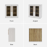 mopio Blake Storage Cabinet, Small Modular Accent Display Sideboard Buffet Cabinet with Storage, Media Console Credenza, for Kitchen, Coffee Bar, Pantry, Living Room (White Oak Acrylic, Single) mopio