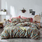 VM VOUGEMARKET Bohemia Duvet Cover Set King,3 Piece Long Staple Cotton Comforter Cover with Zipper Closure,Green Golden Elegant Bedding Set-Carol,King VM VOUGEMARKET