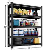 POOUPHV 72 Inch H Garage Shelving 5 Tier Heavy Duty Metal Storage Shelves Loads 2000 LBS,Adjustable Garage Storage Shelves Storage Rack Shelf for Garage, Warehouse, Pantry, Basement 72" Hx40''Wx18''D POOUPHV