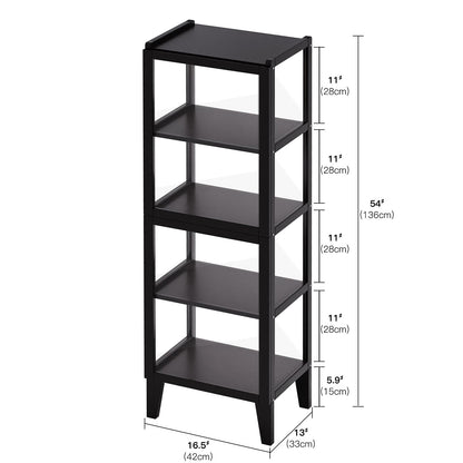 4-Tier Display Cabinet with Acrylic Doors, Bamboo Display Case Storage Cabinet for Figures and Curio Collection, Black