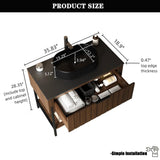 36 Inch Bathroom Vanity with Sink, Dark Walnut Vanity Bathroom Sink and Cabinet Combo, Bathroom Vanities w/Drawer and Metal Supporting Structure & Freestanding Striped Design - Miami, Dark Walnut RAINLUX