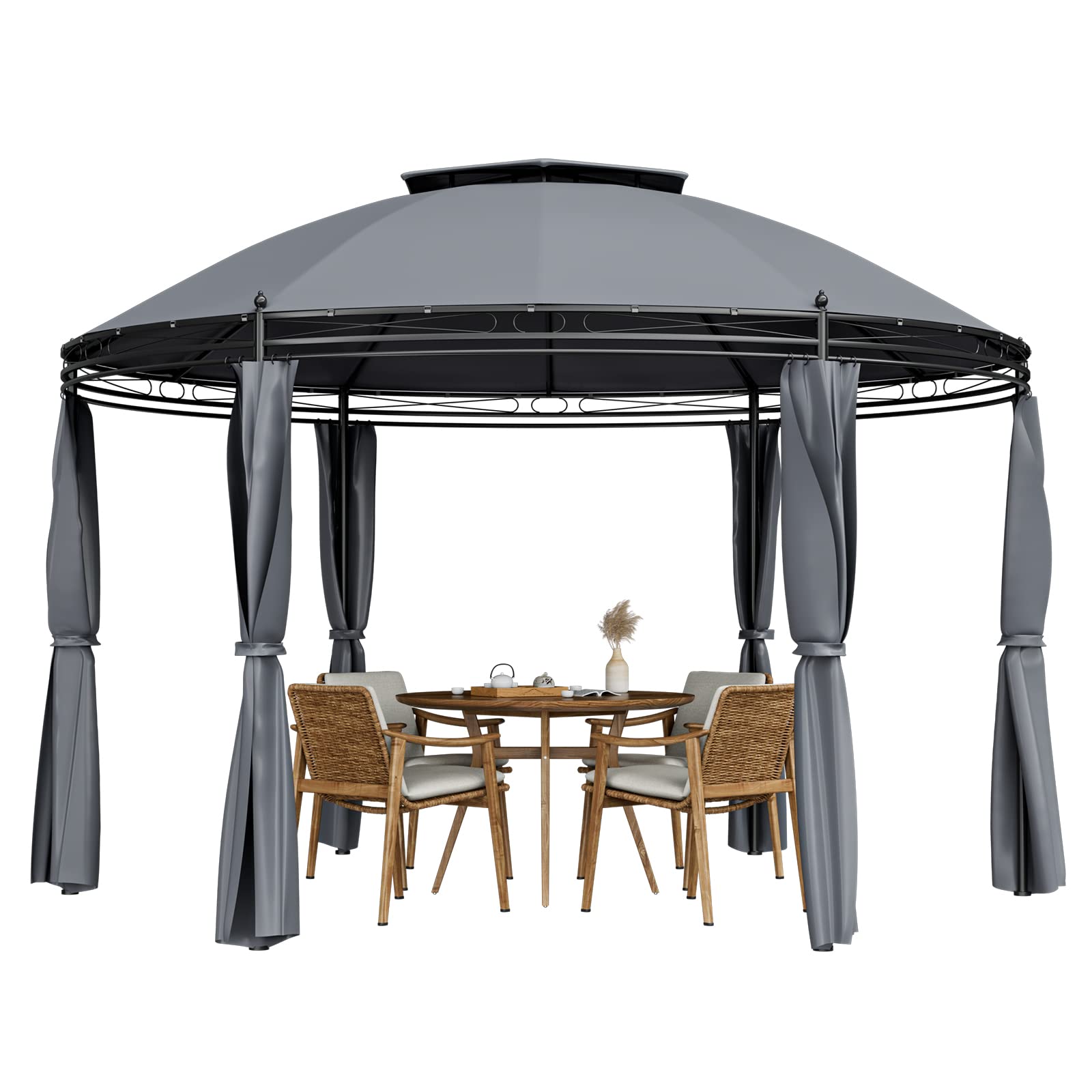 Tangkula 11.5x11.5 ft Round Patio Gazebo - Thumbnail 2