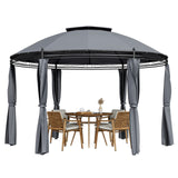 Tangkula 11.5x11.5 ft Round Patio Gazebo, 2-Tier Dome Gazebo with Removable Side Curtains, Heavy Duty Steel Frame, Outdoor Gazebo Pavilion for Tangkula