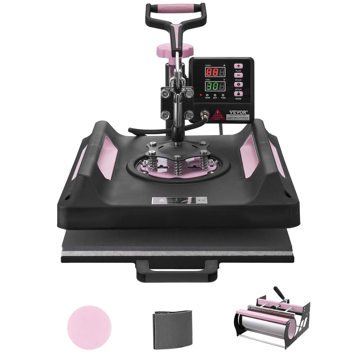 VEVOR Heat Press Machine, 5 in 1 Heat Transfer Machine with 30 oz Tumbler Press, 15 x 15 inch, 360° Swing Away Digital T-Shirt Pressing Machine, Teflon Coating, for T-Shirts/Mugs/Hats/Plates, Black VEVOR