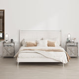 Fameill Nightstands Set of 2, Night Stand with Charging Station, Bed Side Table with Storage Cabinet, Farmhouse End Table for Living Room with USB Ports and Outlets, Gray Fameill