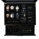 Decorebay Executive Unisex Black Wood Valet sunglasses and Jewelry Box Storage (SuperStar 2) Decorebay