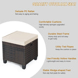 Tangkula 2 Pieces Outdoor Patio Ottoman, All Weather Rattan Wicker Ottoman Seat, Patio Rattan Furniture, Outdoor Footstool Footrest Seat w/Removable Cushions Tangkula