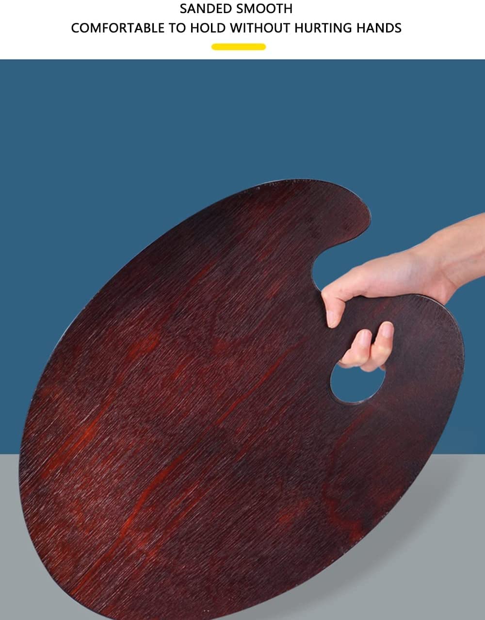 Large Walnut Wooden Paint Palette 20 x 16 Inch - Kidney Shaped Oil Painting Pallet, Color Mixing Tray for Pro, Artist Art Students, Gouache 50 * 40 cm (Oval 20 x 16 inch) KIILOMP