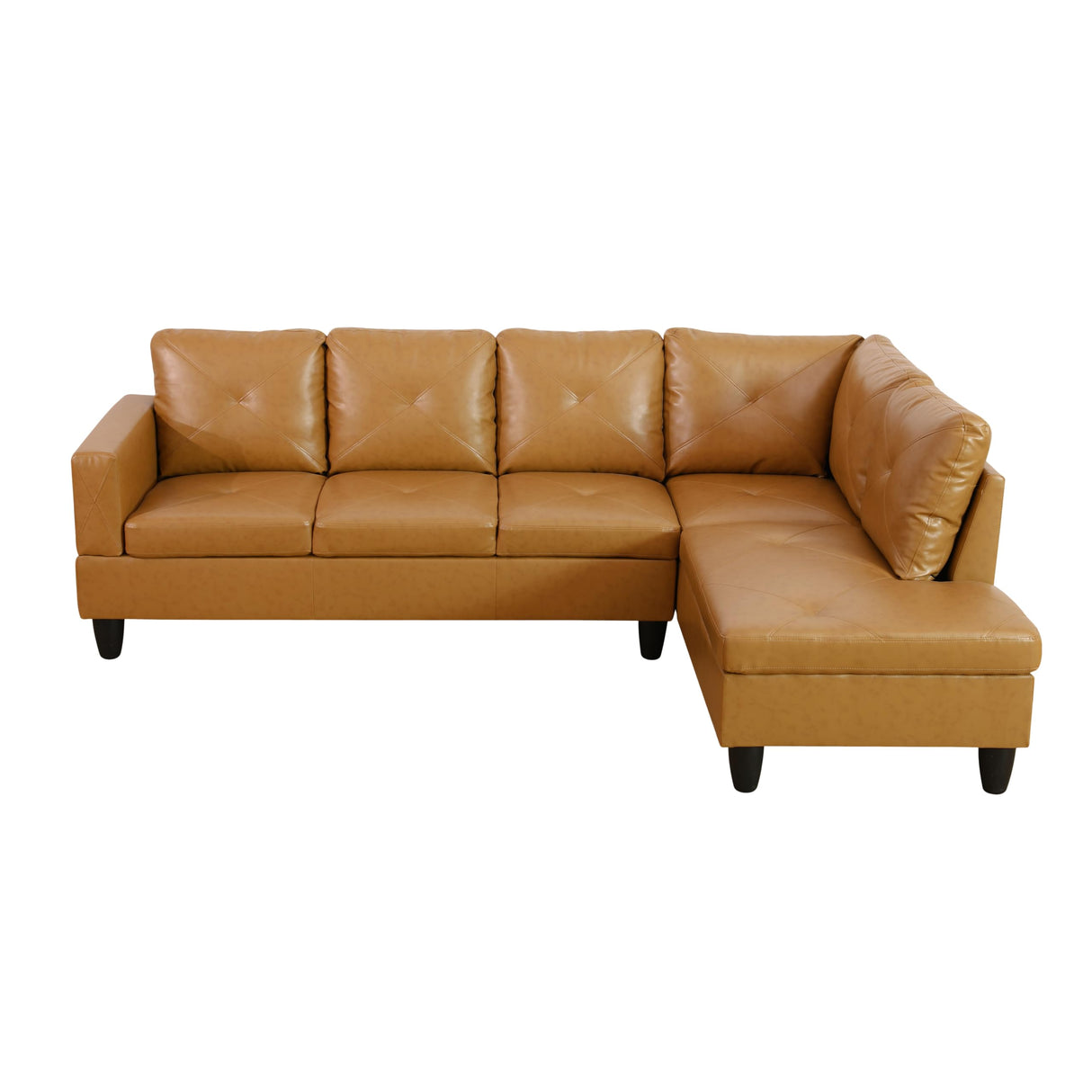 NicBex L Shaped Couch Sectional Couches for Living Room Morden Sofa Couch Faux Leather Futon Sofa Bed with Chaise and Back Cushions for Reception Room and Apartment, Ginger NicBex