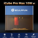 SCULPFUN iCube Pro Max 10W Mini Laser Engraver, High Speed Portable Laser Engraver and Cutter Machine with Smoke Filter and Temperature Alarm for Wood, Metal, Acrylic, Leather SCULPFUN