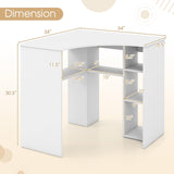 Tangkula White Corner Desk with Storage Shelves, Space-saving Triangle Study Writing Desk with Adjustable Shelves, Corner Makeup Vanity Desk for Bedroom, Corner Desk for Small Space Tangkula
