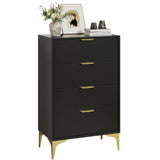 LOUVIXA Dresser for Bedroom with 4 Drawers, Wood Chest of Drawers, Dresser Storage Cabinet, 4 Drawer Dressers for Bedroom, Living Room, Entryway, Cloakroom (Black) LOUVIXA