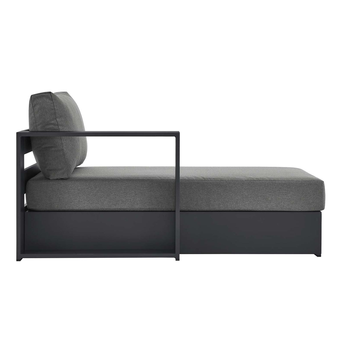 Modway Tahoe Aluminum Outdoor Chaise Lounge in Gray Charcoal with Weather-Resistant Cushions, Modular Left-Facing Patio Lounger for Pool Furniture or Sectional Sofa Set Modway