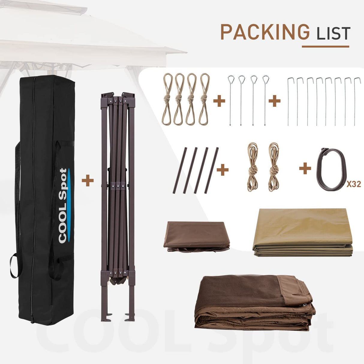 Cool Spot 11x11 Pop-Up Instant Gazebo Tent with Mosquito Netting Outdoor Canopy Shelter with 121 Square Feet of Shade by COOS BAY (Beige) COOS BAY