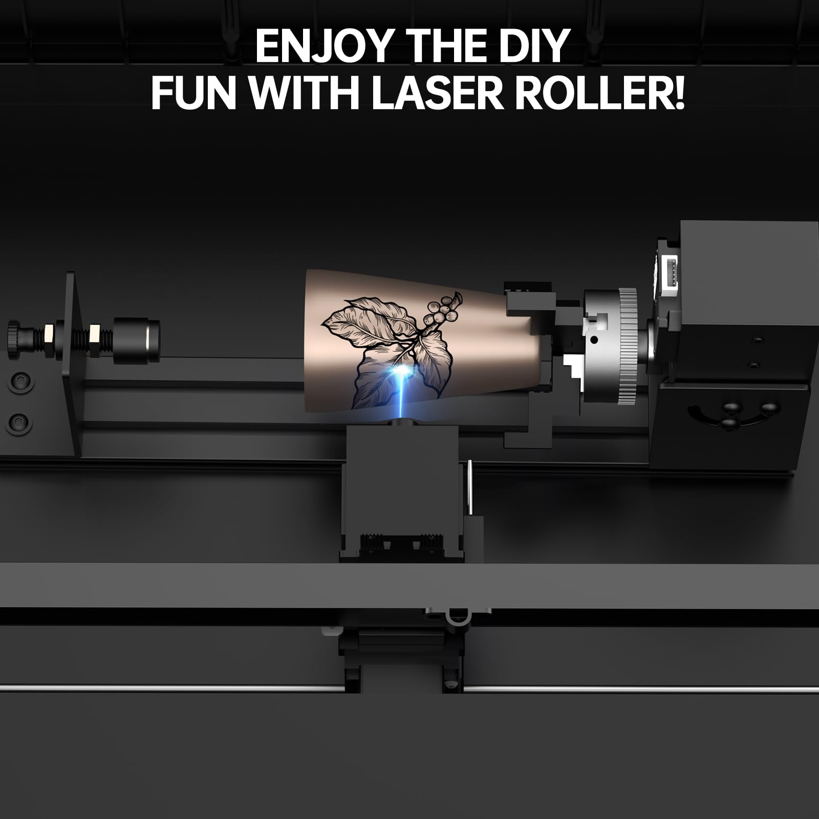 Gluwphy Laser Rotary Roller for Gluwphy laser machine，Laser Engraver Y-axis Rotary Module Engraving Module for Engraving Cylindrical Objects Cans 360°, Wine Glass, Tumbler, Ring - WoodArtSupply