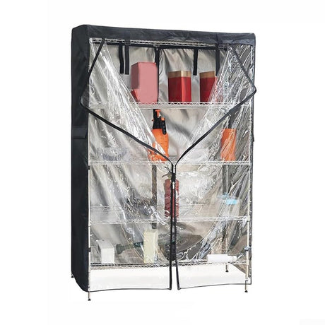 Heavy Duty 210D Oxford Wire Shelf Cover With Panel, Waterproof Dustproof Storage Rack Protector With Dual T-Shaped Zippers And Fixed Straps For Garage Basement Warehouse Kitchen(36x19X62inch) Generic