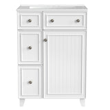 Harper & Bright Designs 24" Bathroom Vanity with Sink, Free Standing Single Basin Vanity Set with Two Drawers and One Door, Modern Wooden Bathroom Cabinet with Ceramic Basin for Bathroom, White Harper & Bright Designs