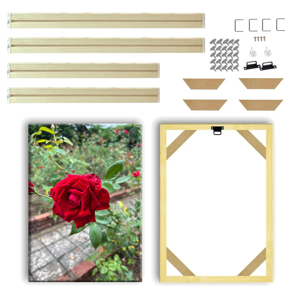 ECYC Ltd 40 x 40cm Wood Canvas Frame Kit, DIY Canvas Stretcher Bars Canvas Frame Diamond Art Wooden Frames Stretch Canvas Wood Frame for Oil Paintings, Prints, Wall Art, Gallery Wrap, Home Décor ECYC Ltd
