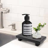 Small Black Bathroom Decor Tray for Counter Dish Soap Holder Wooden Pedestal Stand for Kitchen Sink Soap Dispenser Wood Risers Kitchen Accessories Countertop Vanity Counter Sponge Sink Tray Renawe