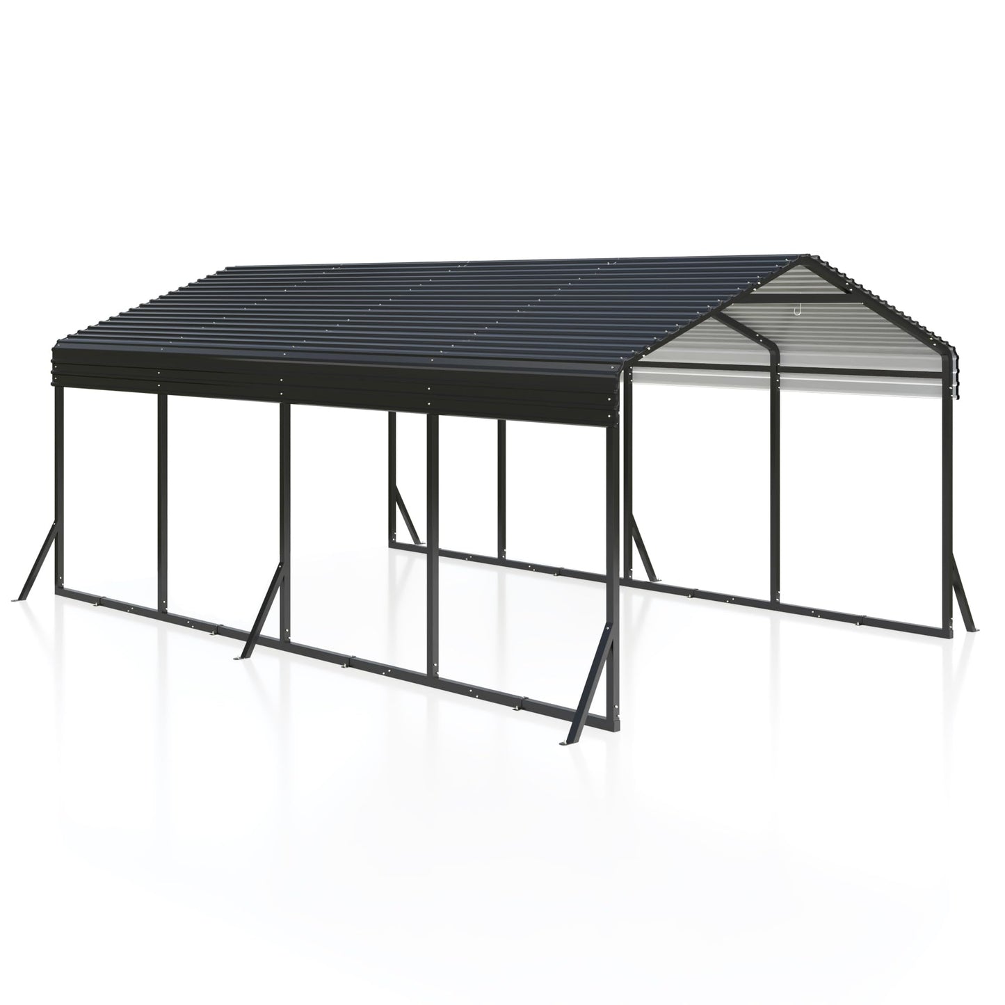 AIRWIRE Carport 12x20 FT Metal Carport with Reinforced Base Outdoor Heavy Duty Garage Galvanized Car Shelter for Pickup, Boat, Car and Tractors - WoodArtSupply