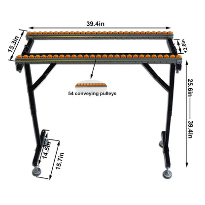 QJSZMEI Metal Sawhorse Folding, Power Tool Stands, Double Row Support Portable Sawhorse Roller Stand with 54 Conveying Pulleys, Miter Saw Stand, for Woodworkers Carpenters and Contractors - WoodArtSupply