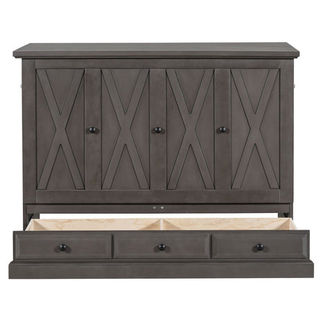 Solid Pine Murphy Bed Chest Cube Cabinet Bed With Charging Station And Large Storage Drawer For Home Office Or Small Room HouseOfZazla