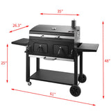 Charcoal Grill Outdoor BBQ Grill, Extra Large Cooking Area 794 Square Inches with Two Individual & Adjustable Charcoal Tray, Foldable Side Tables for Outdoor Cooking Backyard Camping Picnics By DNKMOR WoodArtSupply