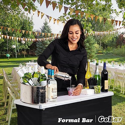 GoBar Portable High-Top Bar Table with Interchangeable Skirts - Ideal for Events and Parties - WoodArtSupply