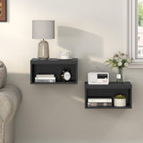 MAHANCRIS Floating Nightstand Set of 2, Wall Mounted Nightstand, Modern Floating Bedside Shelf with Open Shelf Cubby, Floating Side Tables Bedroom, Living Room, Black ETBK4901S2 MAHANCRIS